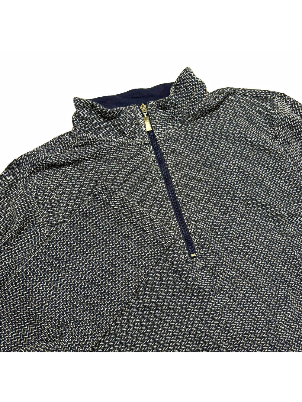 Tommy Bahama Men's 1/4 Zip Mock Neck Pullover Sweater Blue/White Size Medium
